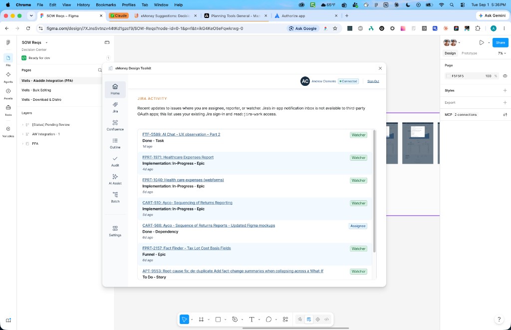 eMoney Design Toolkit Batch Runner queue with Jira-linked report jobs