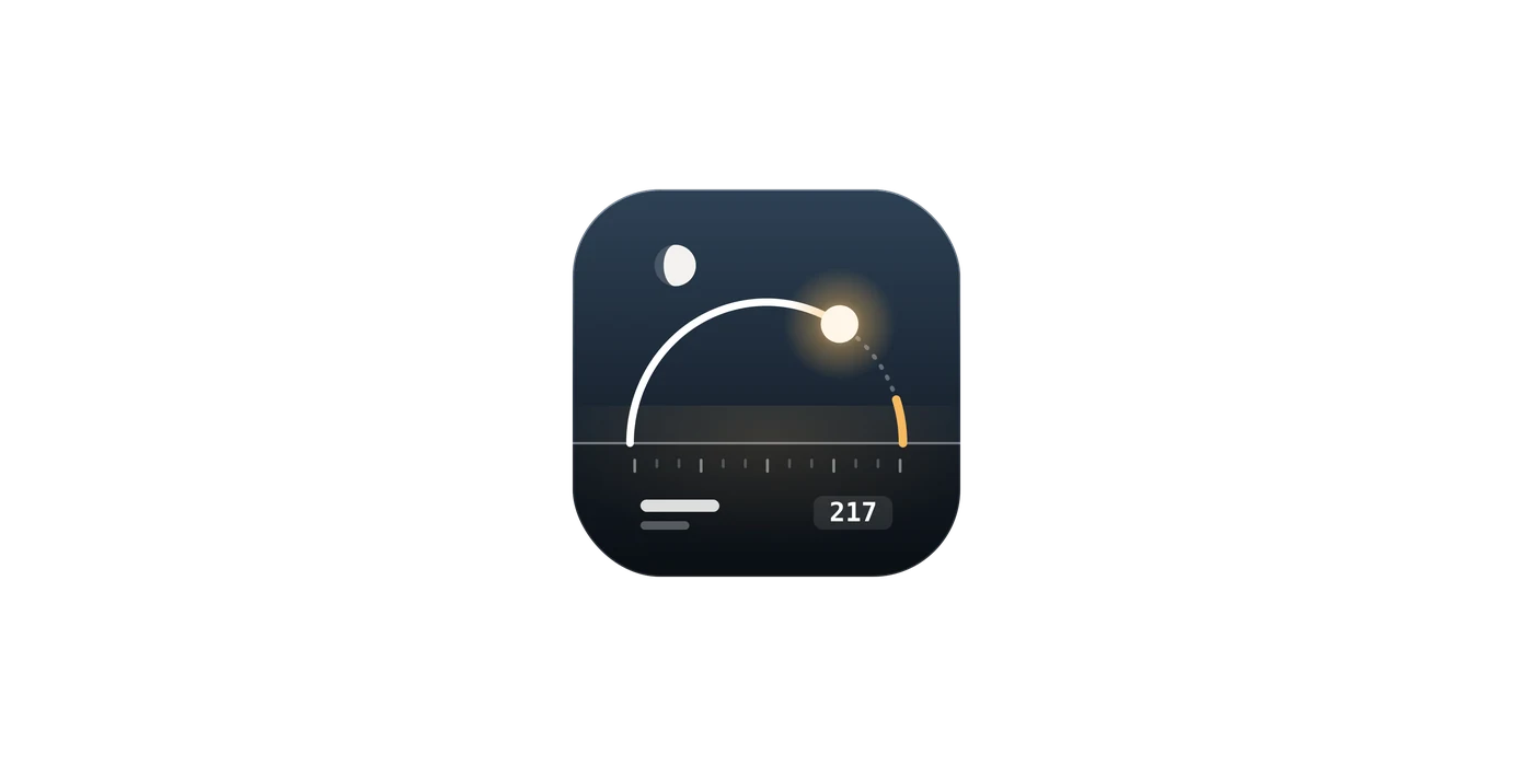 Day Board app icon with the sun’s arc, a golden-hour accent, and the moon