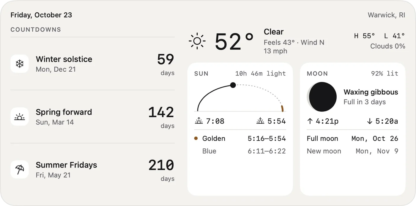 Day Board extra-large widget in the Light style
